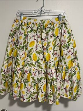 Mome Lemon Print Mini Skater Skirt - White & Yellow